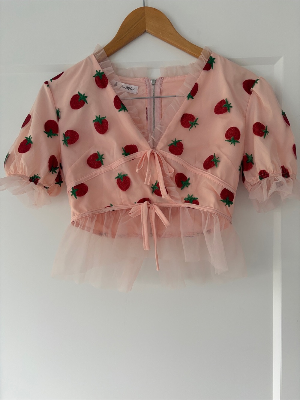 Strawberry and Tulle Top With Decorative Bows — Lirika Matoshi-Inspired